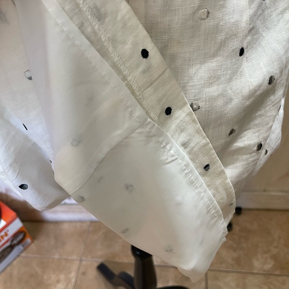 Nikki Valenti Irish Linen Halter Dress Size 8 White with Navy Polka Dots - Picture 6 of 8